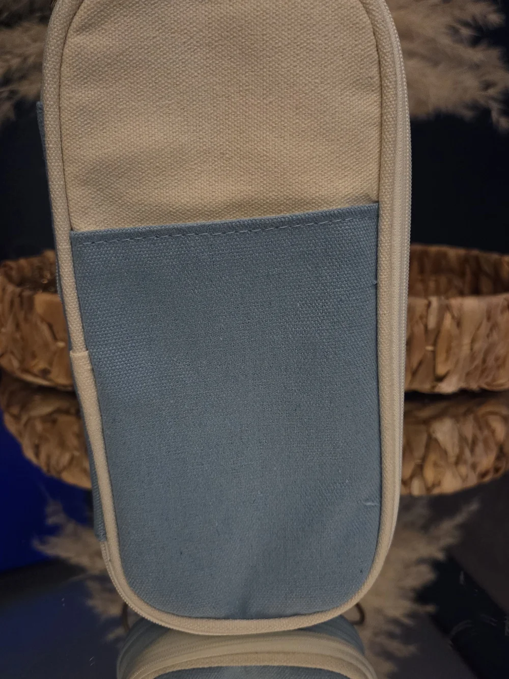 NWT Blue Canvas Cosmetic Organizer Makeup Brush Travel Case | Multi-Compartment